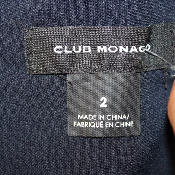 CLUB MONACO Lorenny Jumpsuit Straight Leg Navy Blue Belted Cross Front | 2 - Picture 8 of 11